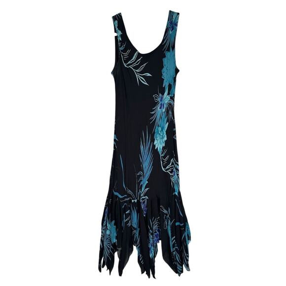 Eva Blue Plus Dress Size 18 Black Blue Tropical Beaded Midi Y2K Whimsygoth Fairy - Picture 2 of 11